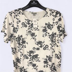 Style & Co. Black Floral Print Short Sleeve Top